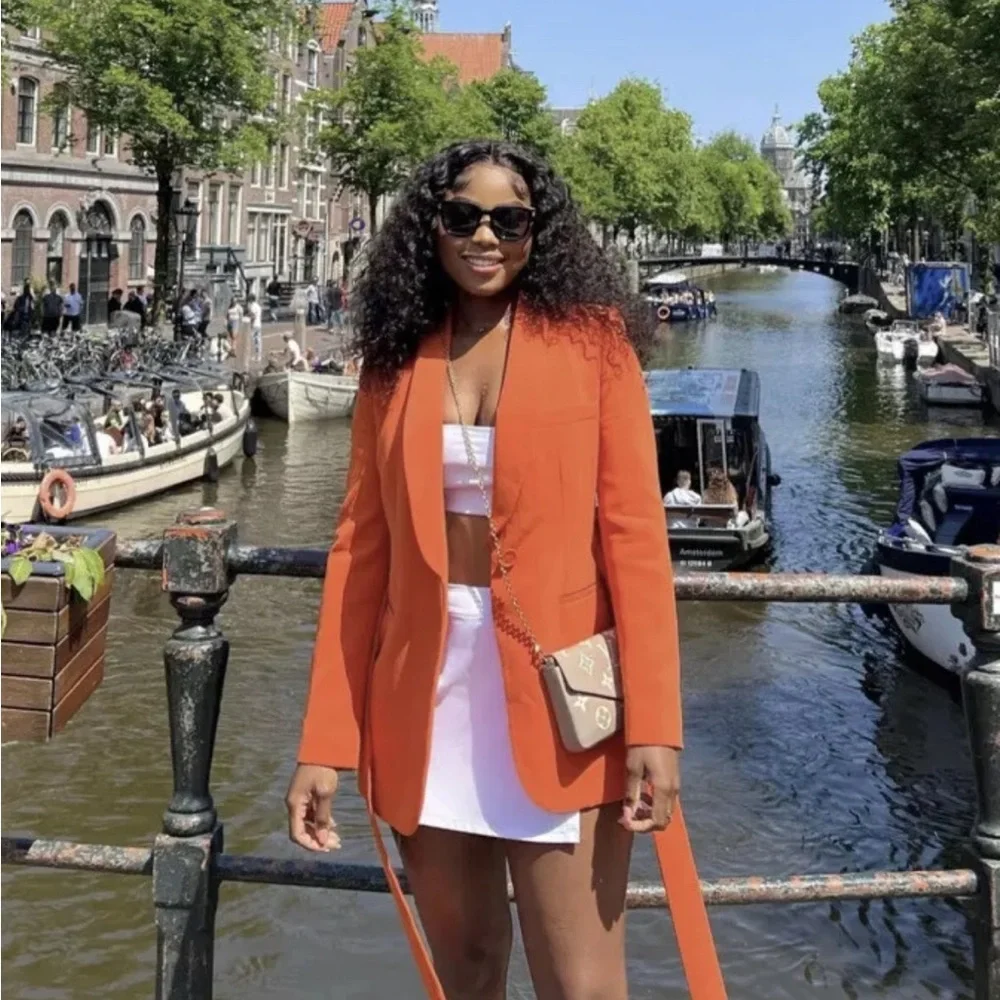 ZARA BELTED TUXEDO COLLAR BLAZER - Picture 5 of 13